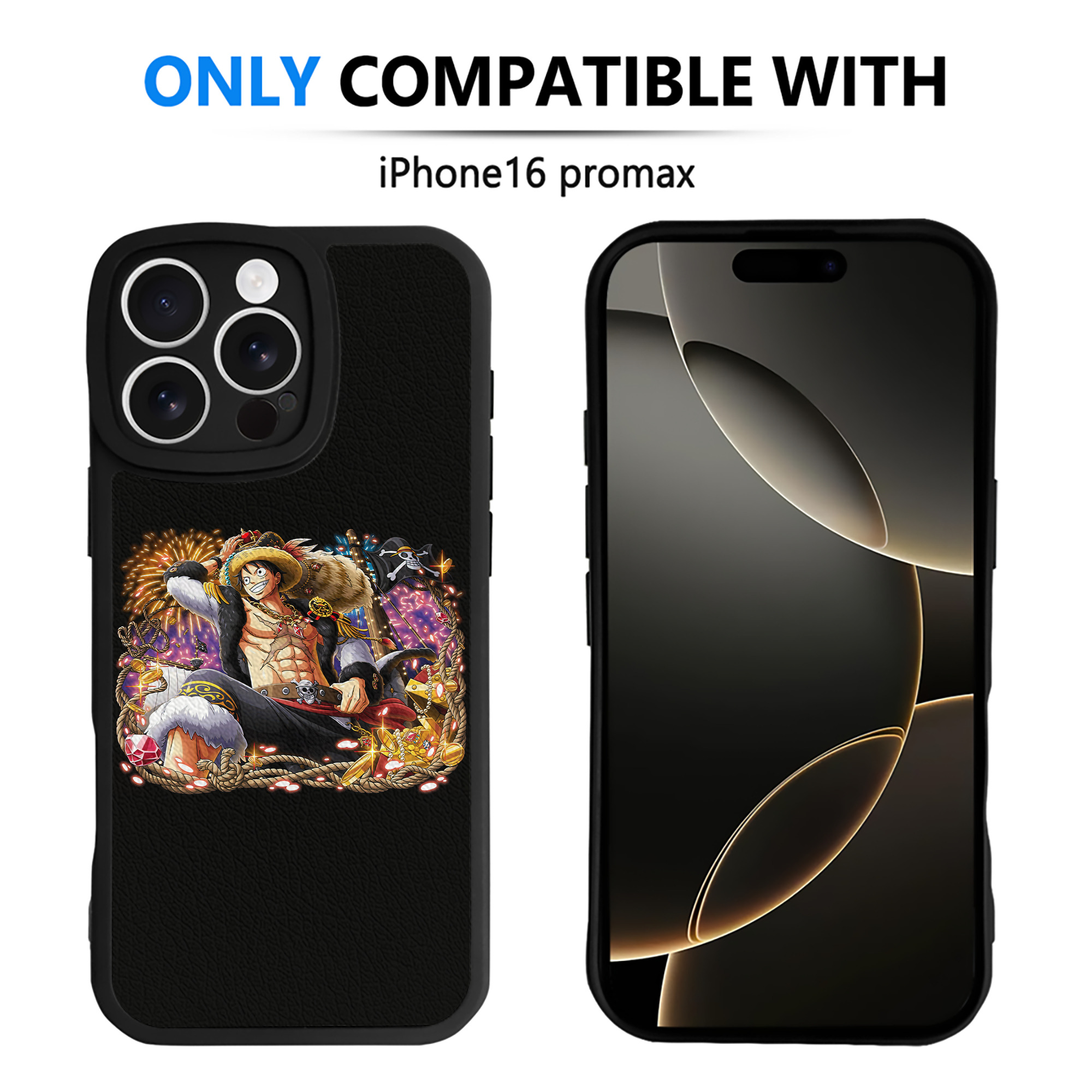 （画像用） ワンピース モンキー・D・ルフィ ONE PIECE Monkey D. Luffy 【iPhone 16シリーズ対応】シリコンスマホケース（レザー調） 材質：シリコン